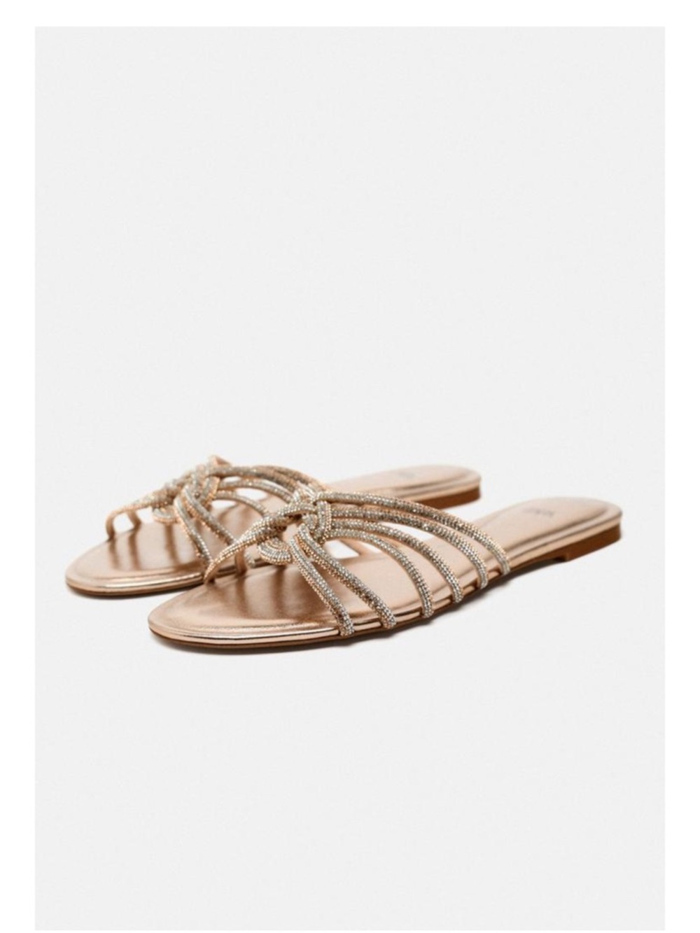 Zara Rhinestone Gold Knotted Slide - Picture 3 of 3